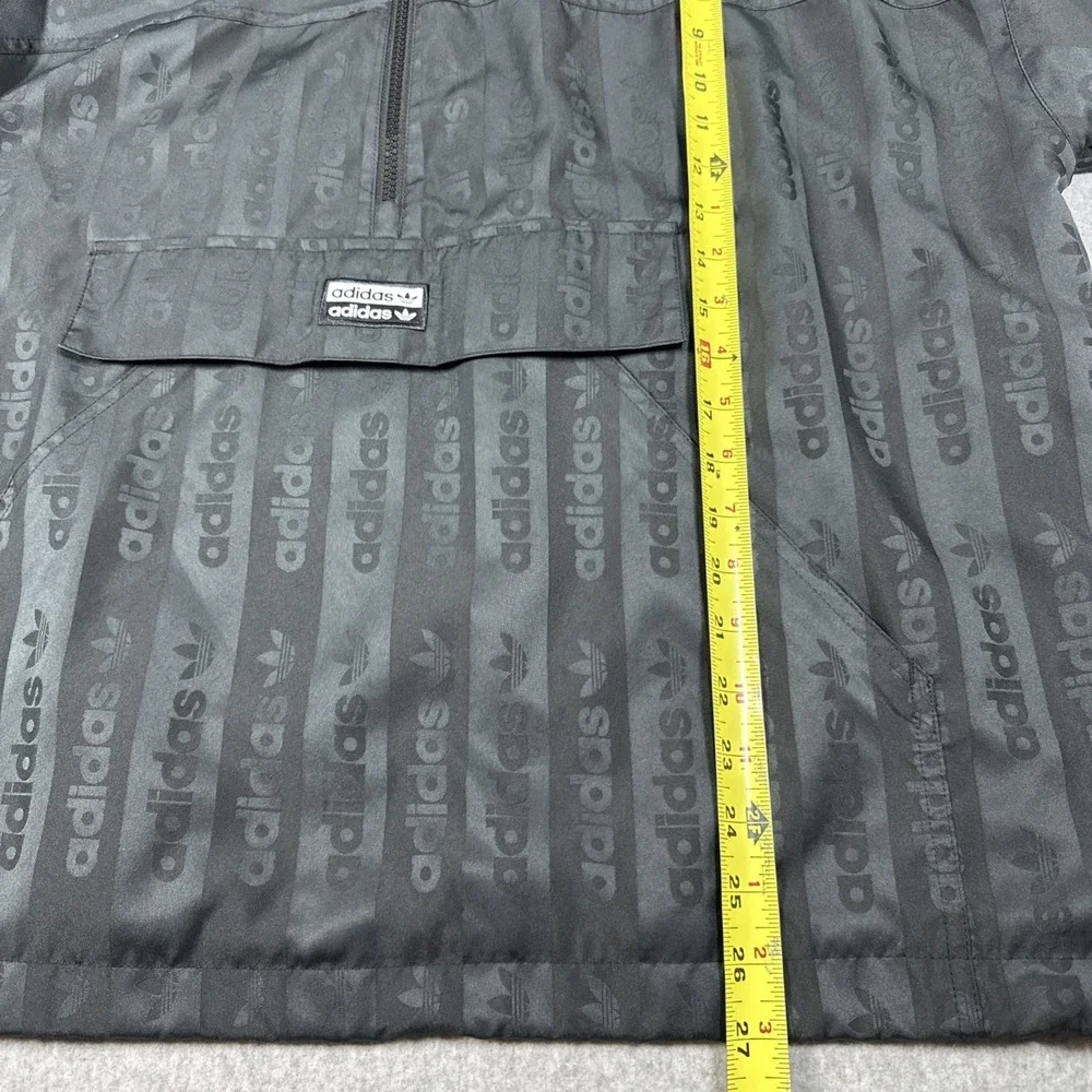 Adidas Track Jacket & Pants Men's Medium Black Logo‎ All Over Print Hooded Lined